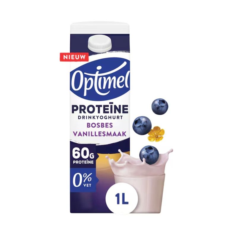 Optimel proteine bosbes vanille 1liter tht4/10