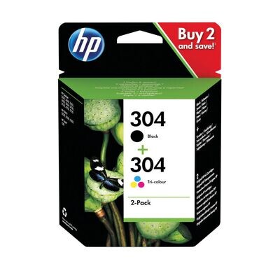 HP 304 Ink Cartridge Twin Pack Black/Tri-color HP 304 Ink Cartridge Twin Pack Black/Tri-color