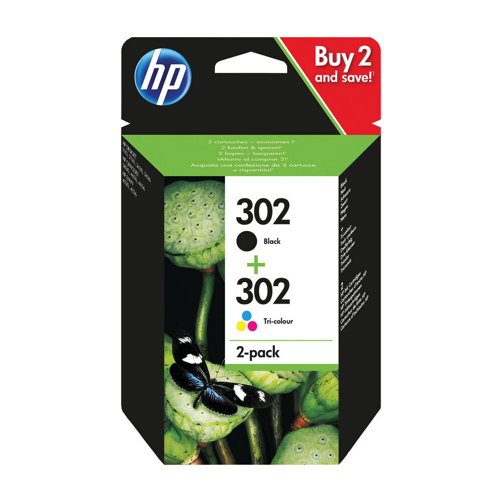 HP 302 Ink Cartridges Twin Pack Black/Tri-color