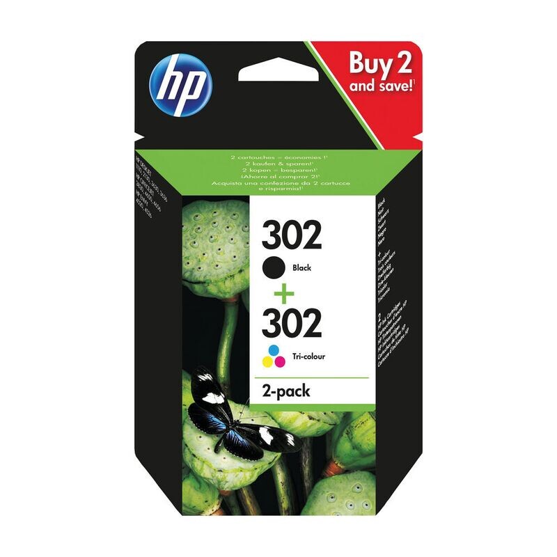 HP 302 Ink Cartridges Twin Pack Black/Tri-color
