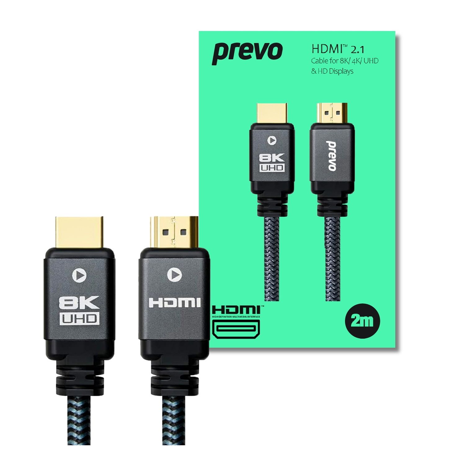 Prevo HDMI 2.1 M/M 5M Certified Cable - Black &amp; Grey Gold-Plated Connectors