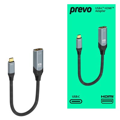 Prevo USBC-HDMI 2.0-ADA Display Converter Adapter USB Type-C (M) to HDMI (F) 0.2m Black &amp; Silver