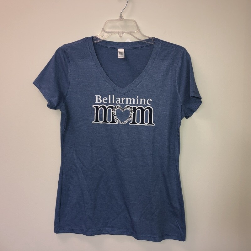 Ladies Blue Bellarmine Mom Vneck T-shirt
