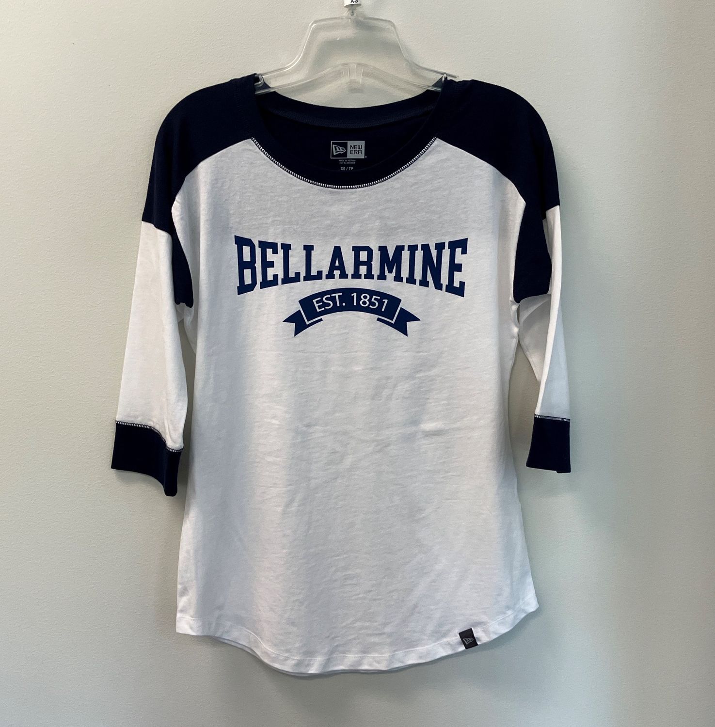 Ladies Heritage Blend 3/4-Sleeve White/Blue, Size: X-Small