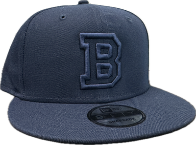 Navy B flat bill snapback