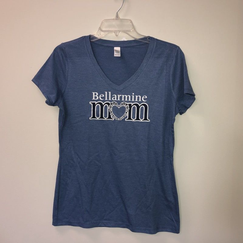 Ladies Blue Bellarmine Mom Vneck T-shirt, Size: 2X-Large