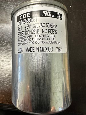 65-00294, PUMP, CAPACITOR,35UF 370VAC 50/60HZ, 2016 - Present