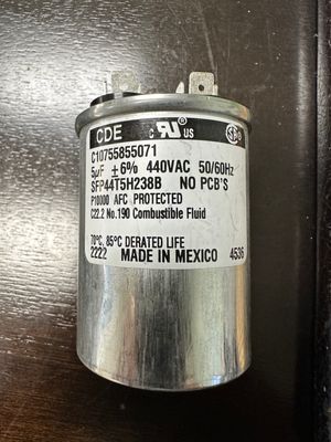 65-01634, PUMP, CAPACITOR,60HZ CIRC #02093XXX