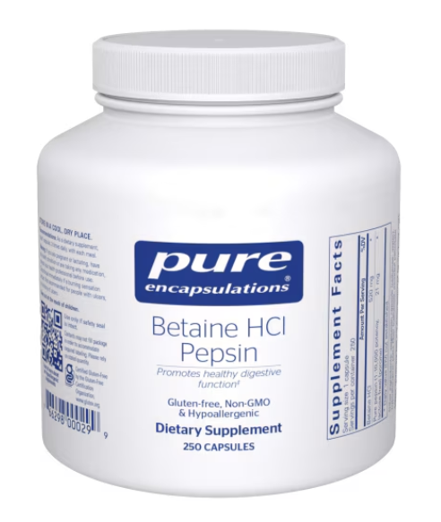 Pure Encapsulations Betaine HCL Pepsin, 250 Capsules