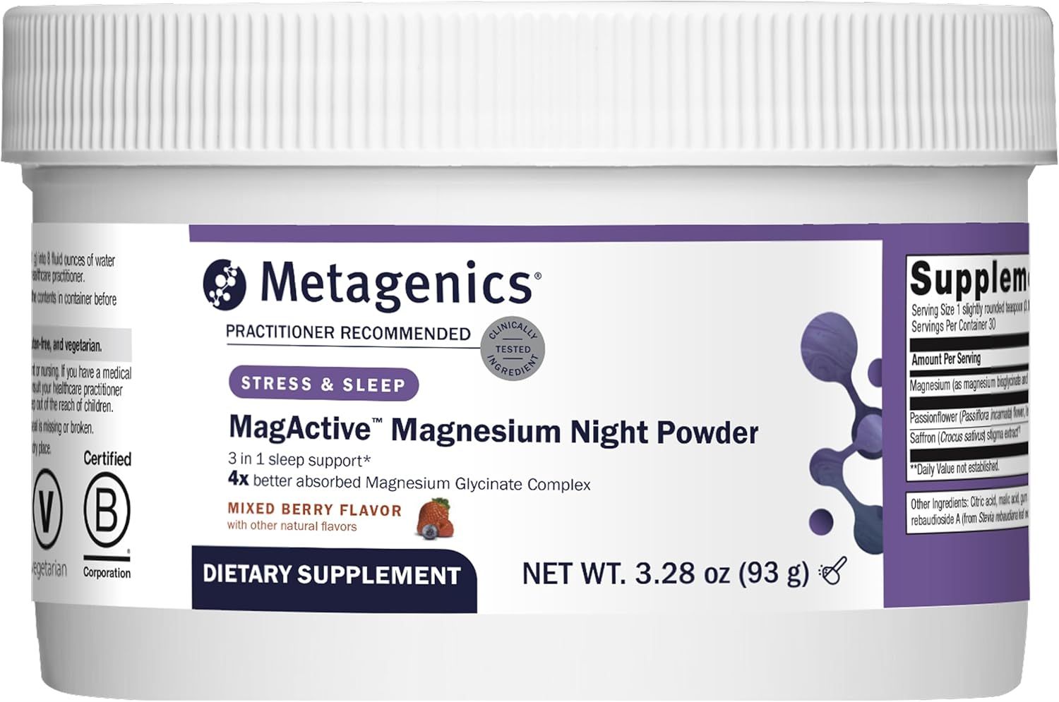 Metagenics MagActive Magnesium Night Powder, 3.28 oz