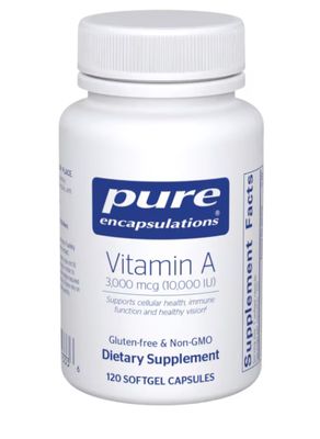 Pure Encapsulations Vitamin A 3,000 mcg (10,000 IU), 120 softgels