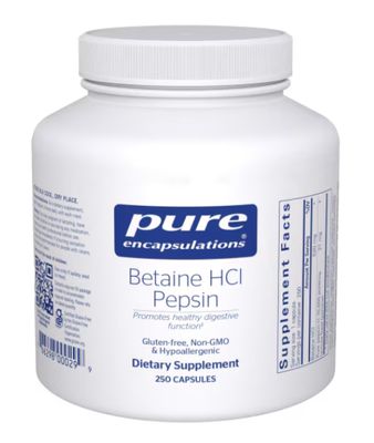 Pure Encapsulations Betaine HCL Pepsin, 250 Capsules