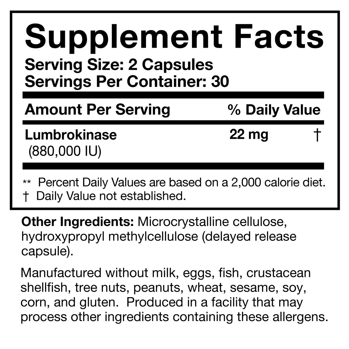 Researched Nutritionals Lumbrokinase, 60 Capsules