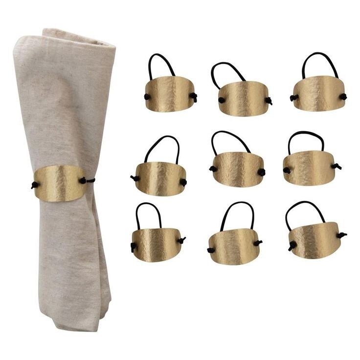 Hammered Brass and Suede Napkin Ring