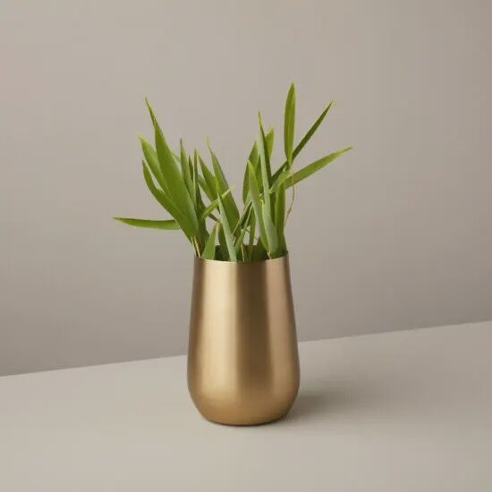 Satin Gold Sloped Vase / Large