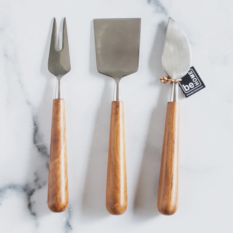 Teak & Stainless Cheese Set