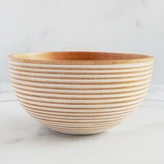 White Striped Mango Wood Bowl / Medium
