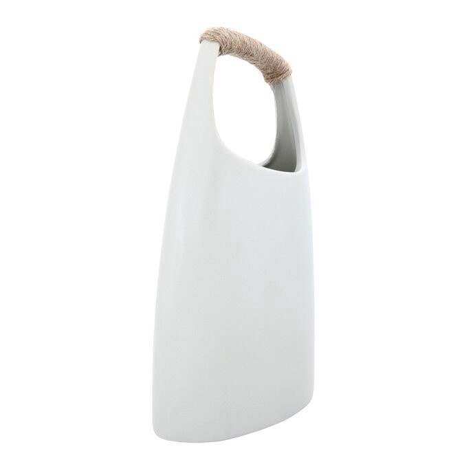 Stoneware Vase Grey w/ wrapped Handle