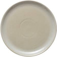 Large Round Stoneware Plate with Reactive Glaze