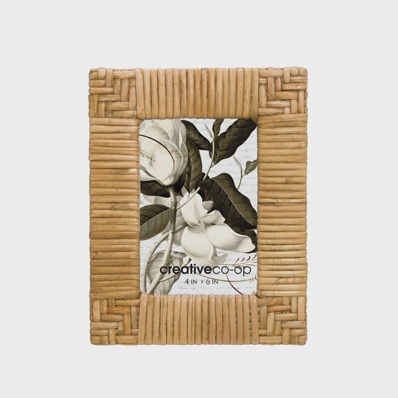 Hand Woven Rattan Photo Frame / 4 x 6