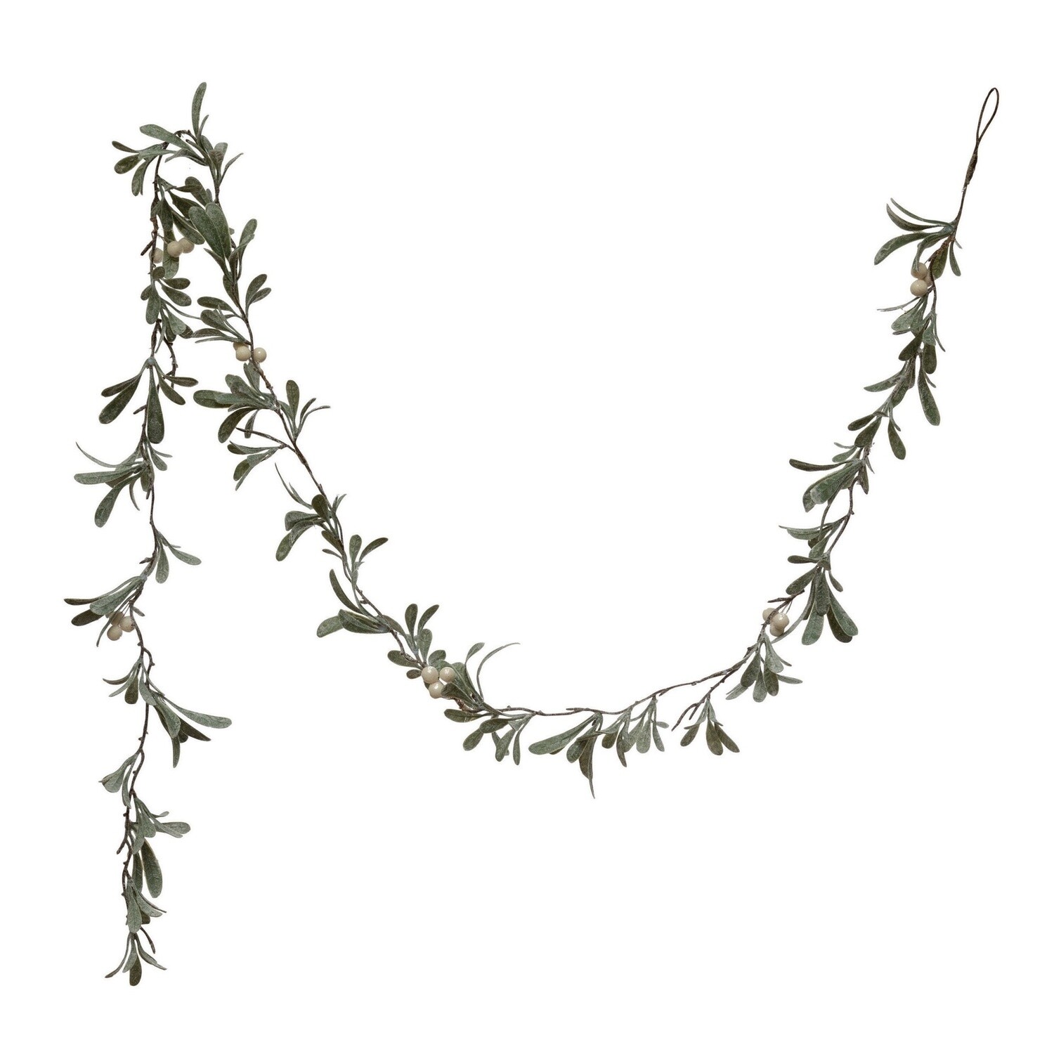 72" Faux Mistletoe Garland w/ Cream Berries