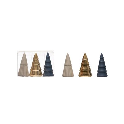 Porcelain Trees / Set of 3 Blue, Gold and Grey