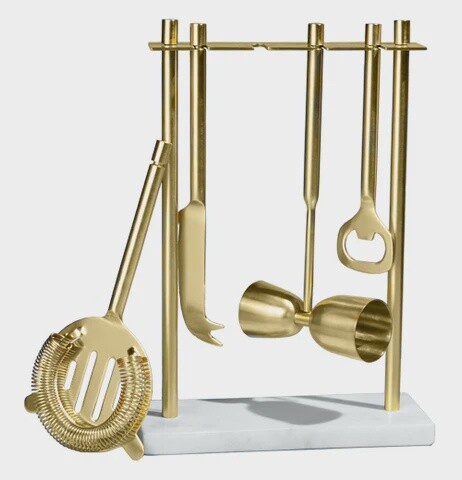 White Marble & Gold Hanging Bar Set