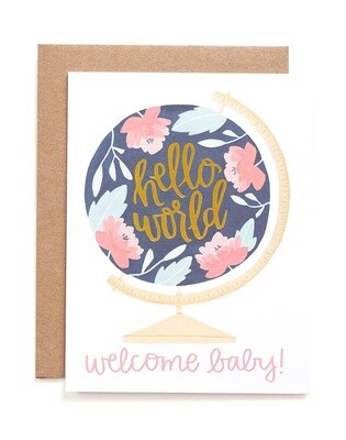 Greeting Card / Welcome Baby Globe