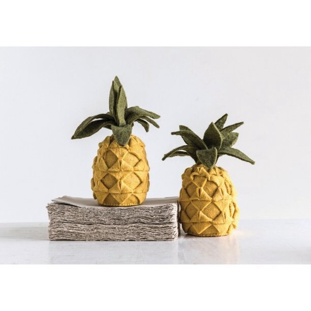 Handmade Wool Felt Pineapple Bookends