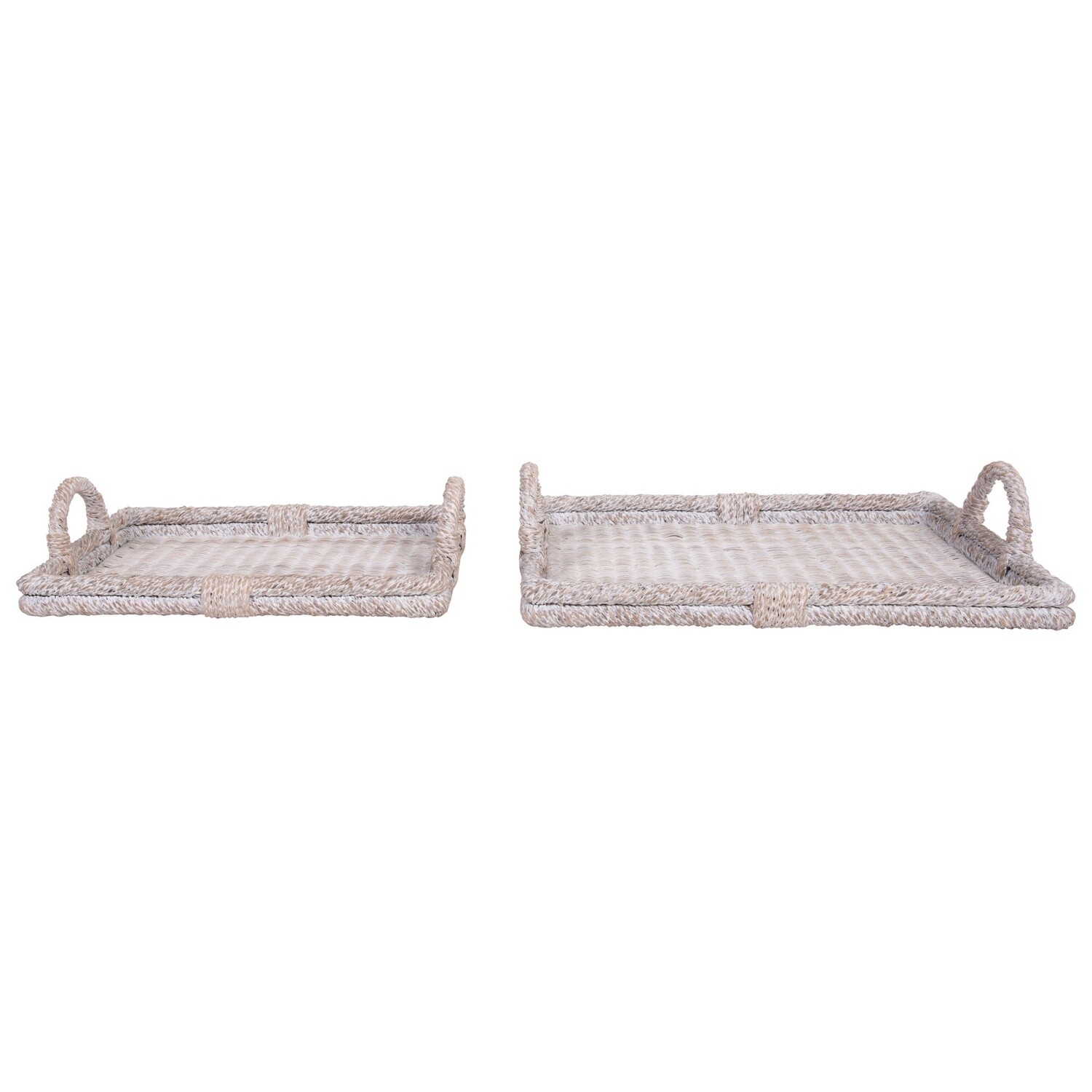 Rattan Trays w/ Handles / Set of 2 Rattan Trays w/ Handles / Set of 2
