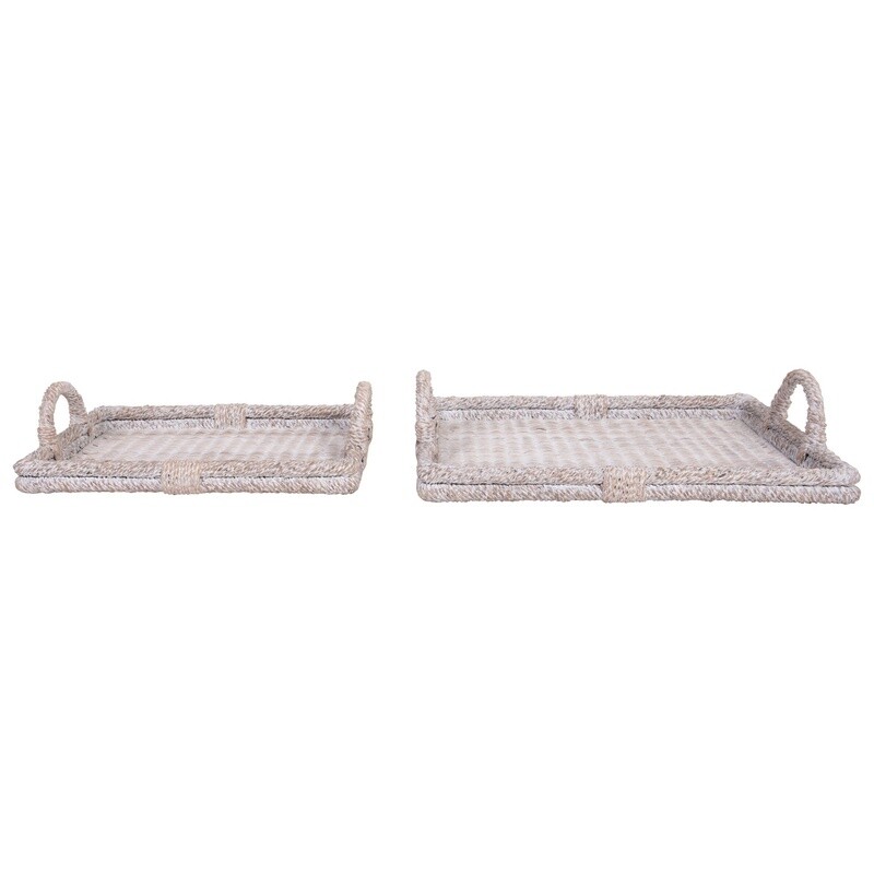 Rattan Trays w/ Handles / Set of 2