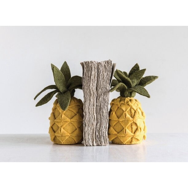 Handmade Wool Felt Pineapple Bookends