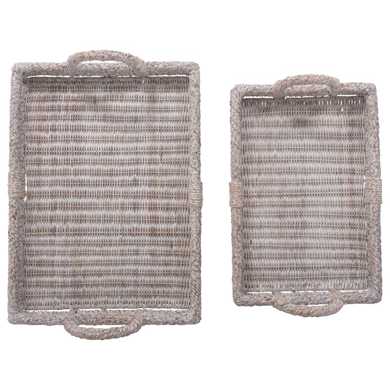 Rattan Trays w/ Handles / Set of 2