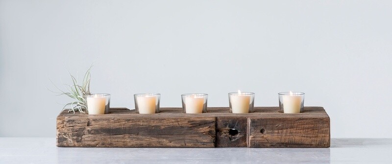 Reclaimed Wood 5 Glass Votive Holder