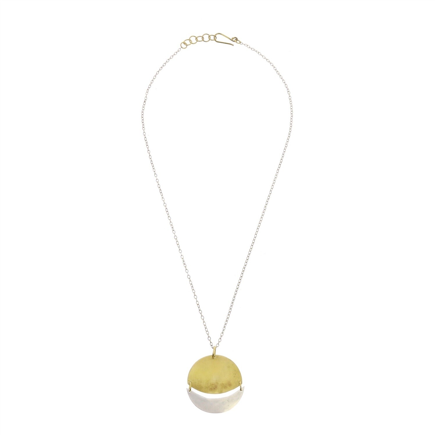 Moonrise Pendant / Round Brass & Silver