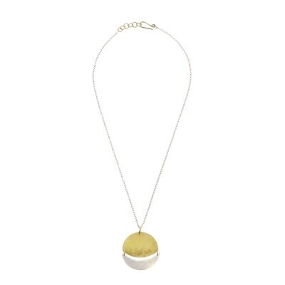 Moonrise Pendant / Round Brass & Silver
