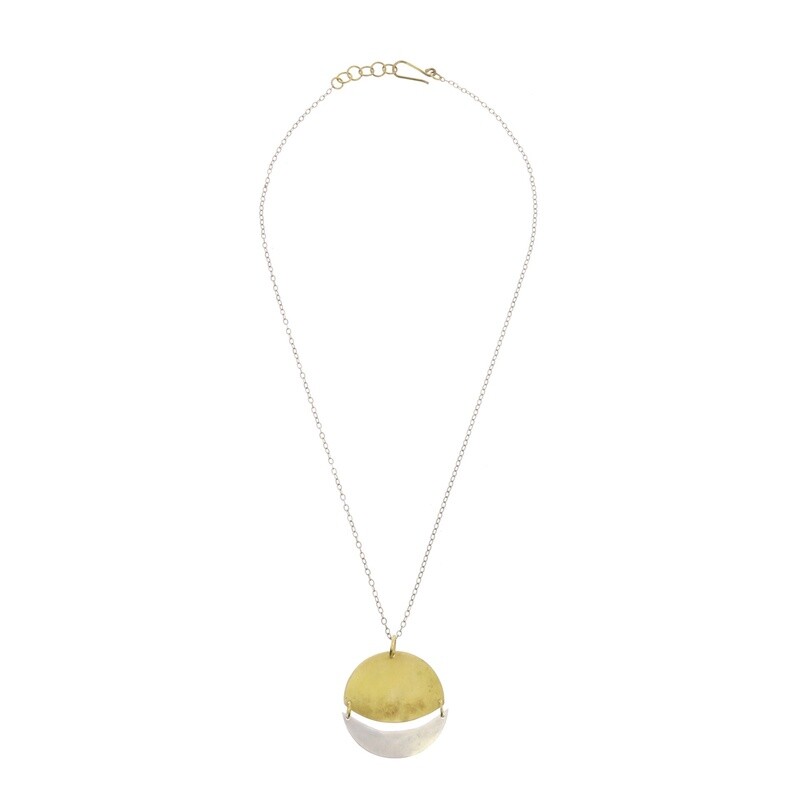 Moonrise Pendant / Round Brass & Silver