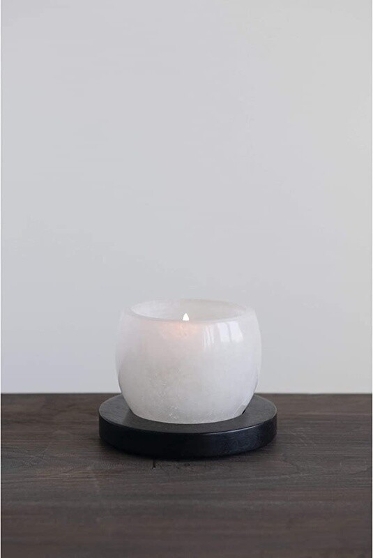 Votive Holder / Alabaster and Wood