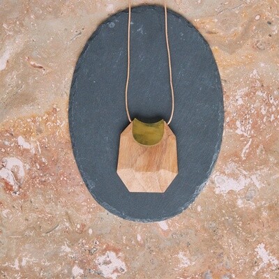 Topanga Pendant / Brass & Faceted Wood