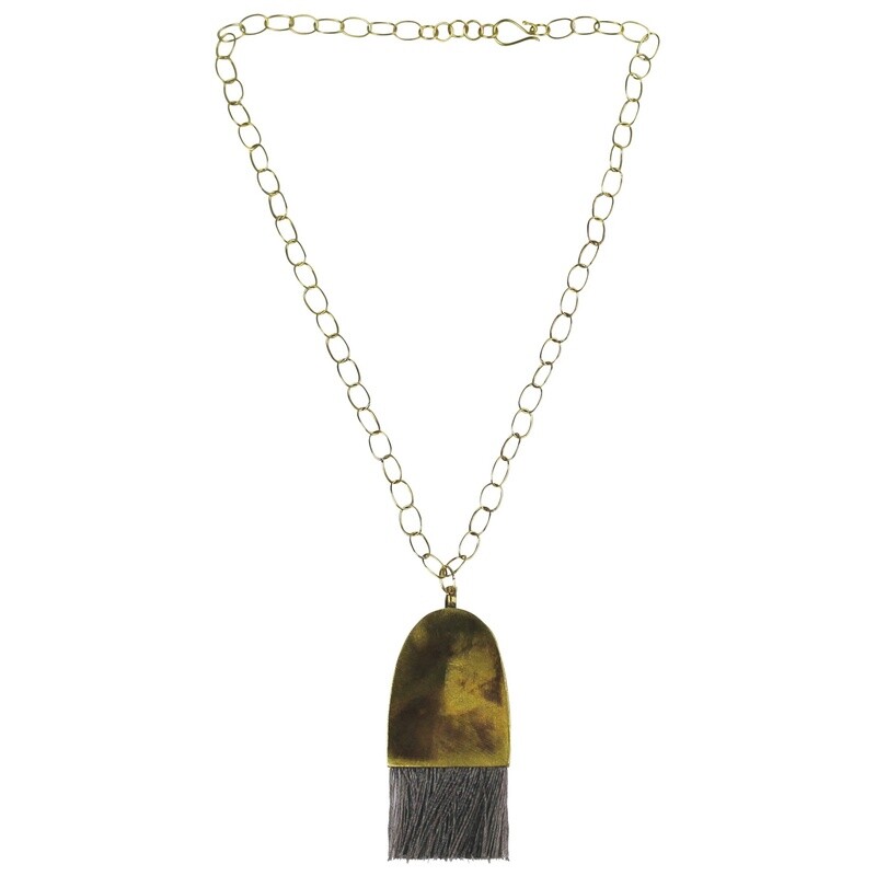 Cleo Tassel Pendant / Arch Grey & Brass