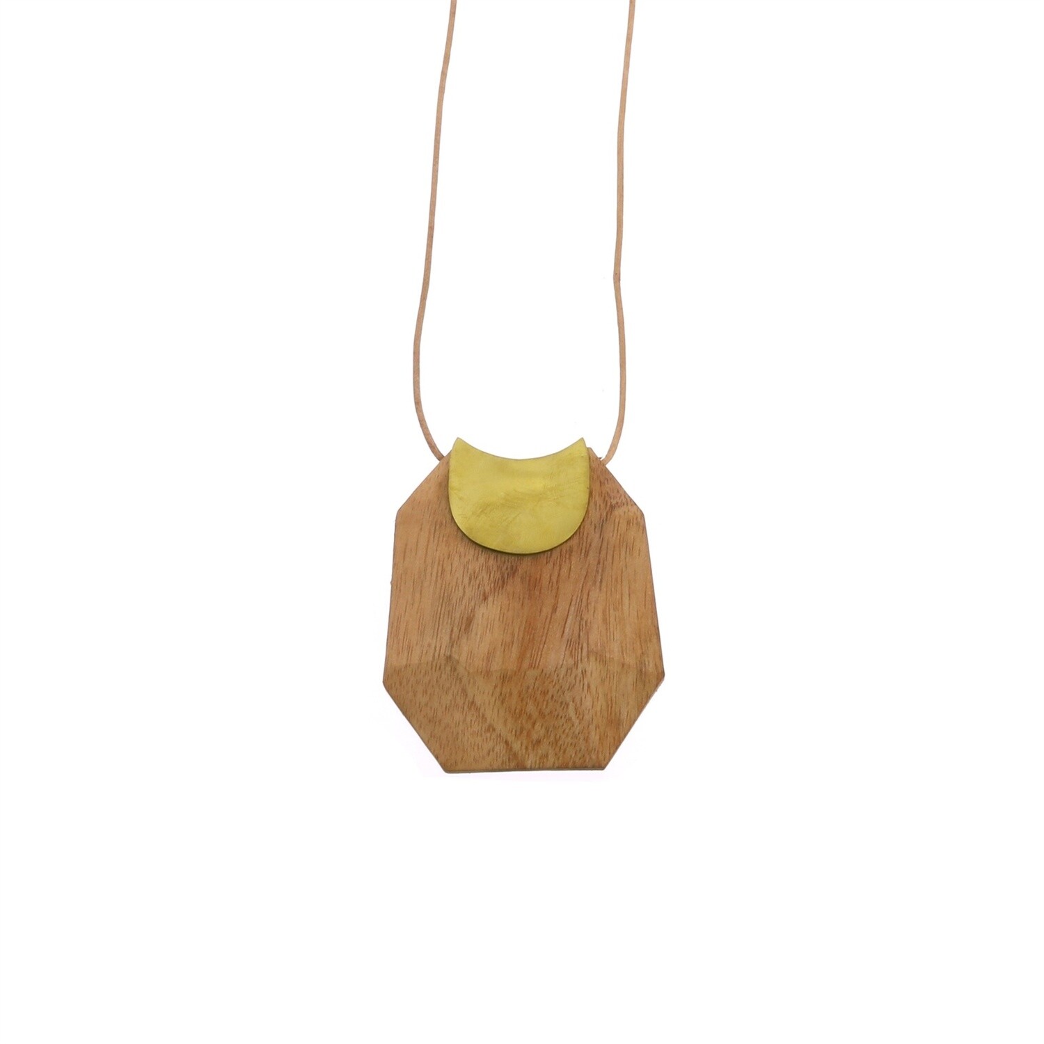 Topanga Pendant / Brass & Faceted Wood