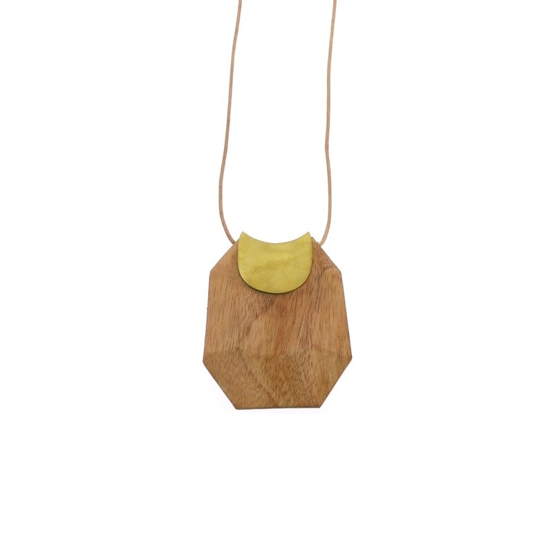 Topanga Pendant / Brass & Faceted Wood