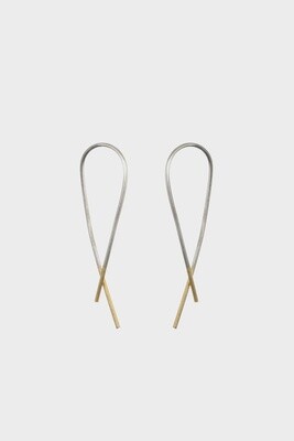 Crossover Earrings with Gold Dipped Ends / Silver and Gold