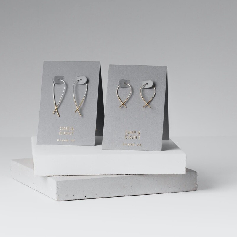 Crossover Earrings with Gold Dipped Ends / Silver and Gold