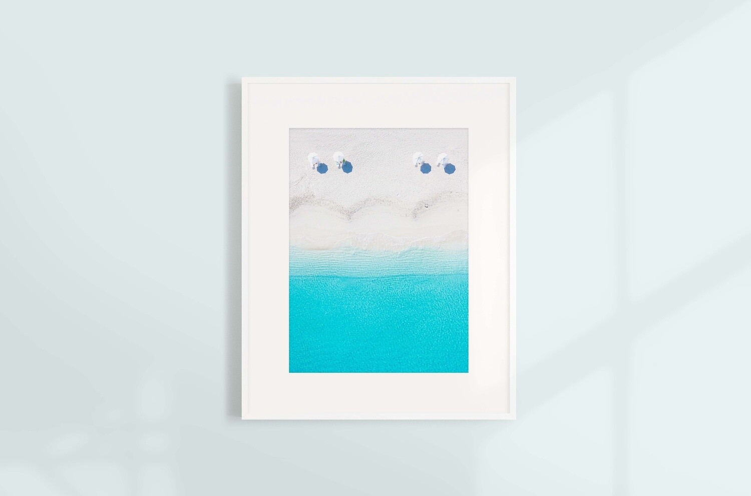 Four White Umbrellas, Size: 8 x 10