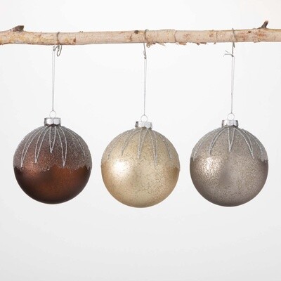 Frosted Metallic Ornaments / Set of 3