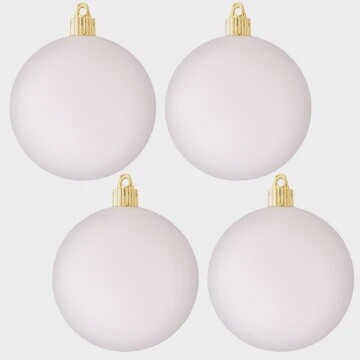 Matte Cloud White Set of 4 / 4” Commercial Shatterproof Ornament