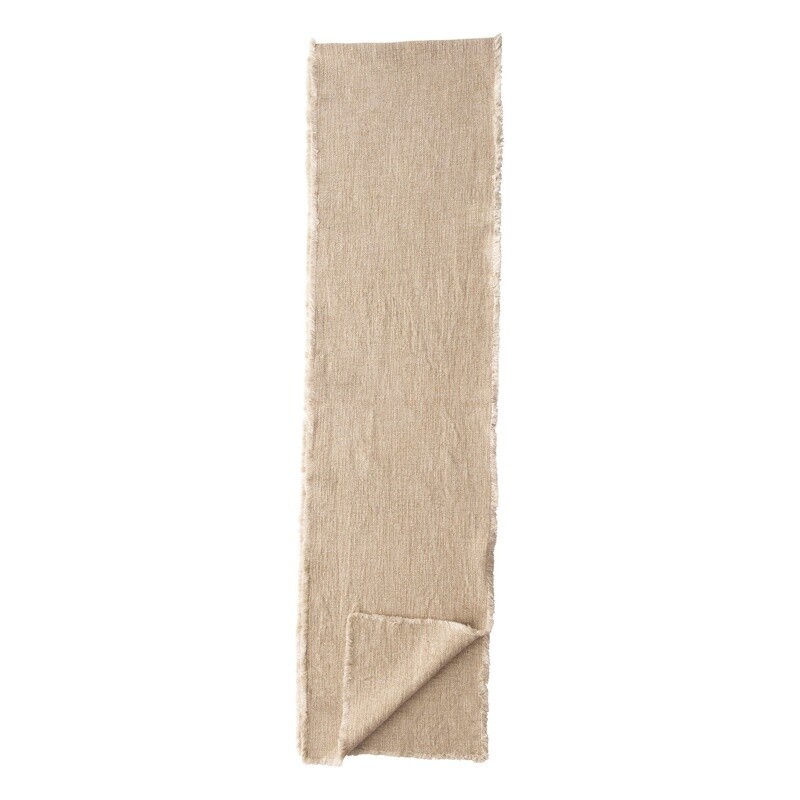 Linen Blend Table Runner w/ Frayed Edges 108" x 14"
