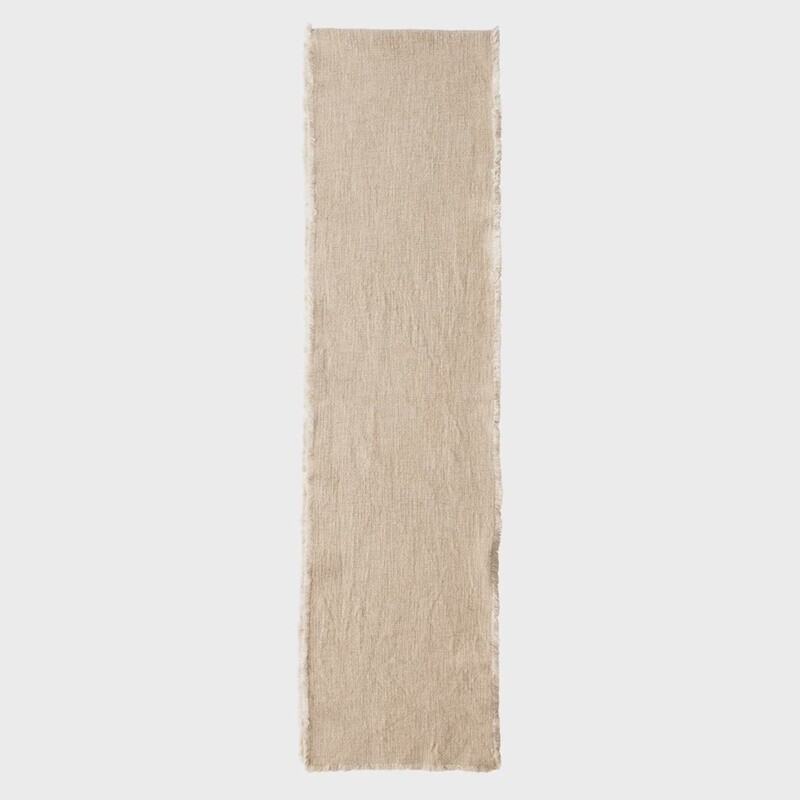 Linen Blend Table Runner w/ Frayed Edges 108" x 14"