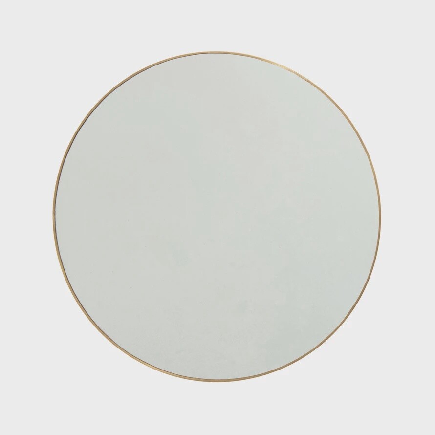 Brass Framed Round Wall Mirror